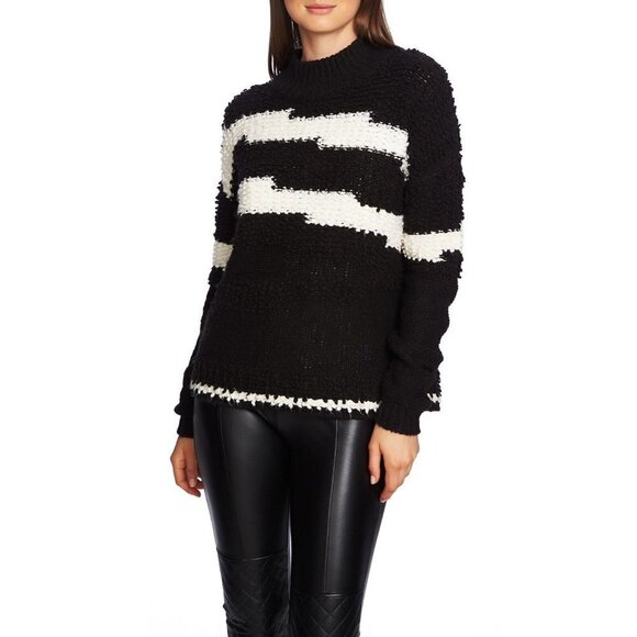 1 State Women Multicolor Stripe Multi Texture Pullover Sweater Size Medium - Picture 1 of 5